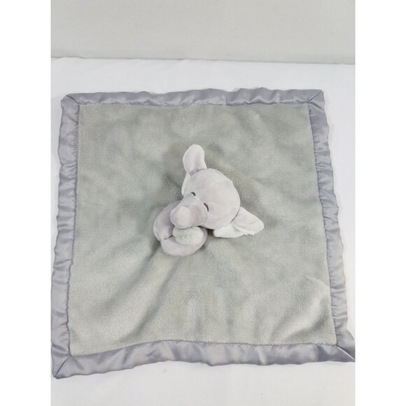 Carters Elephant Baby Lovey Security Blanket Grey With Satin Trim Soft Plush - Picture 3 of 5